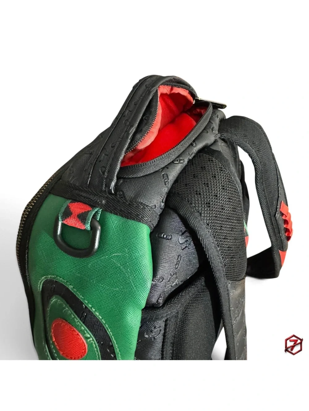 Sprayground Dinero Shark Backpack DLXV Limited Edition HTF Black Red Green
